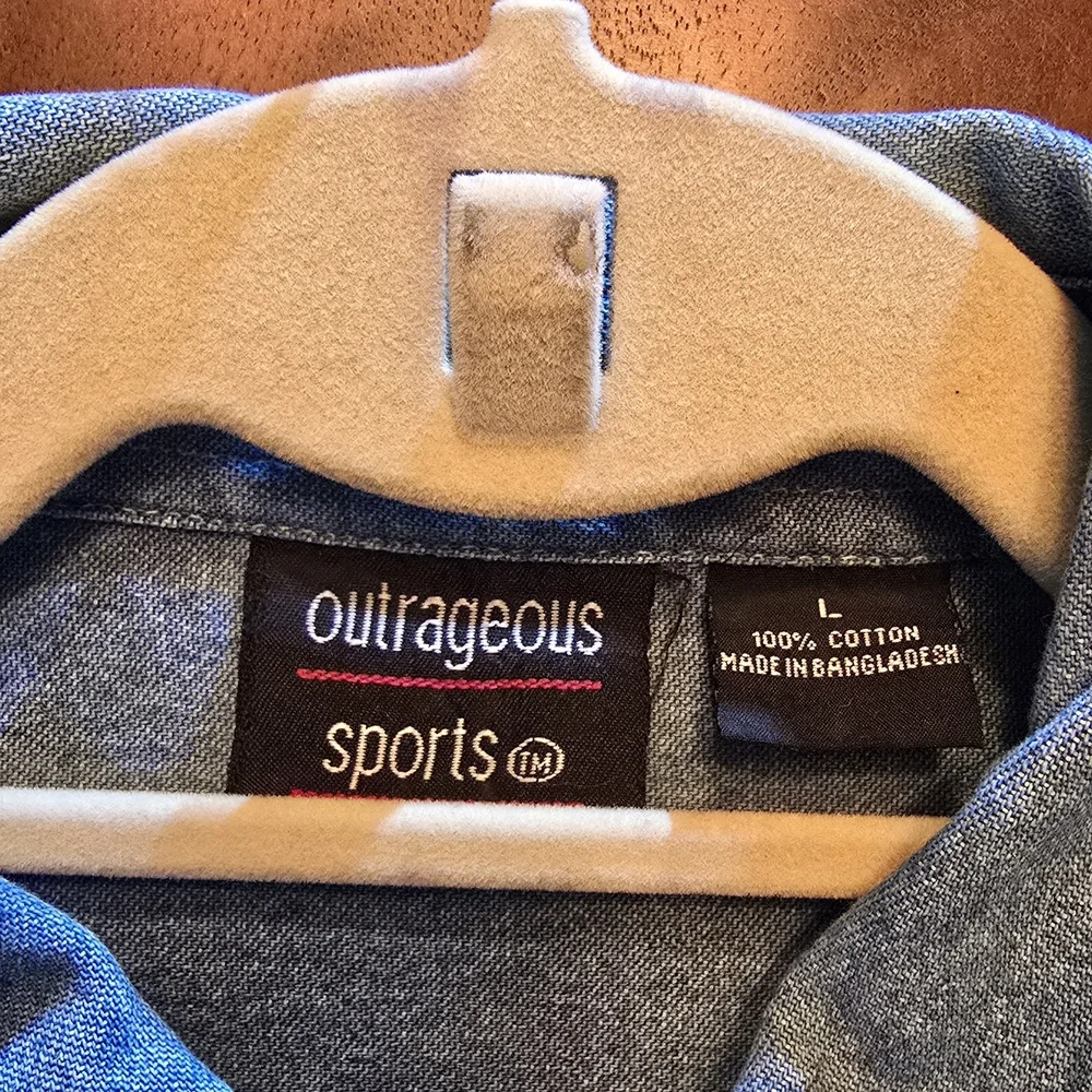 UNISEX Blue Embroidered Casual Shirt - Picture 5 of 5